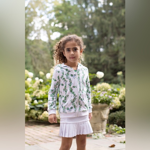 Club & Court Girls 4 Bespoke Court Luxe Terry Cloth Hoodie Floral Folly Print - Picture 1 of 10